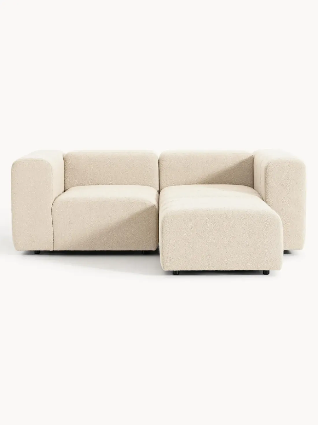 Sofá modular en tejido bouclé con reposapiés izquierdo/derecho Lena (3 plazas)