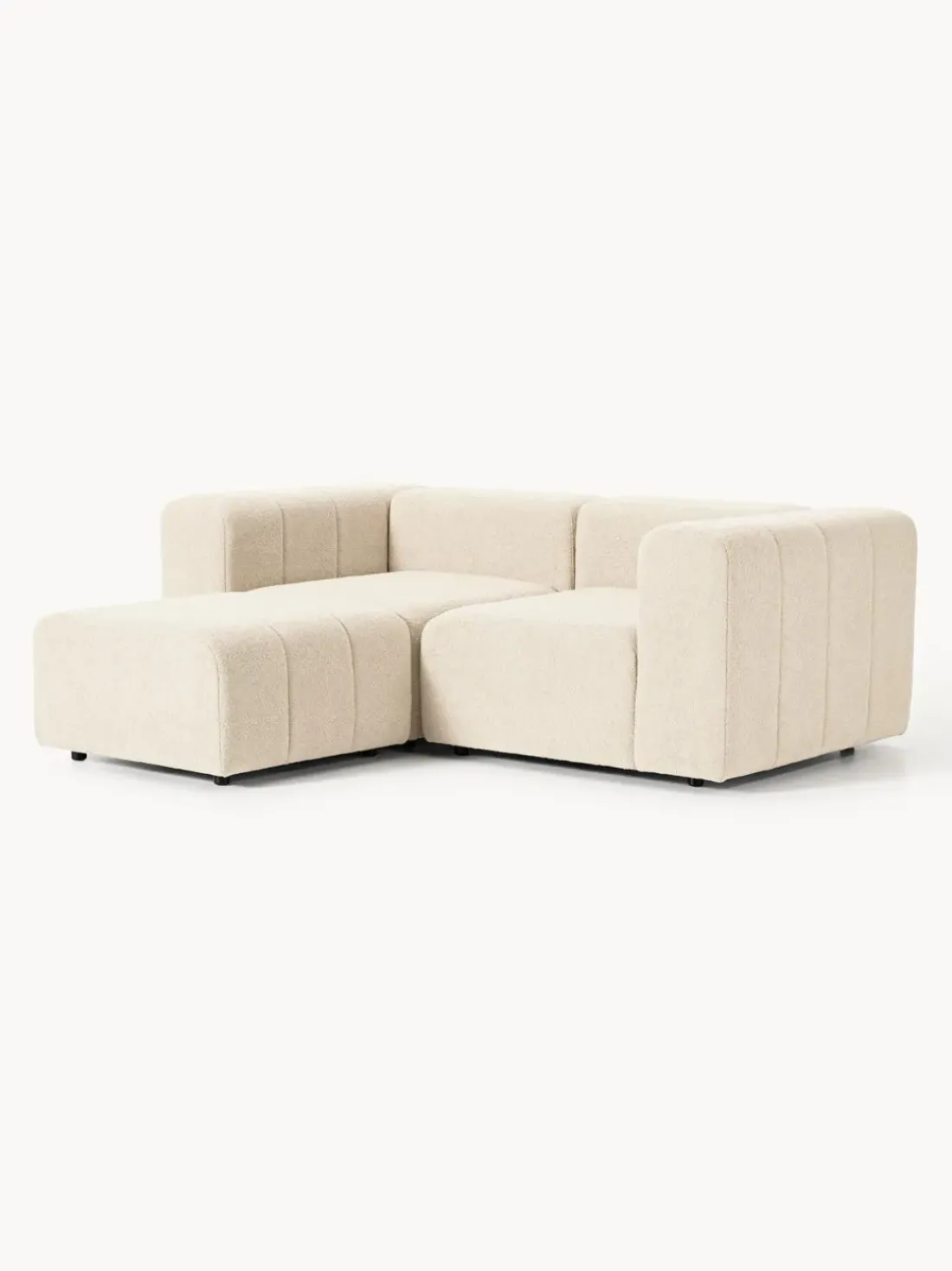 Sofá modular en tejido bouclé con reposapiés izquierdo/derecho Lena (3 plazas)