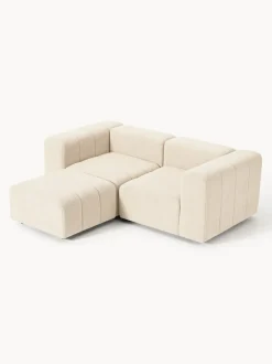 Sofá modular en tejido bouclé con reposapiés izquierdo/derecho Lena (3 plazas)