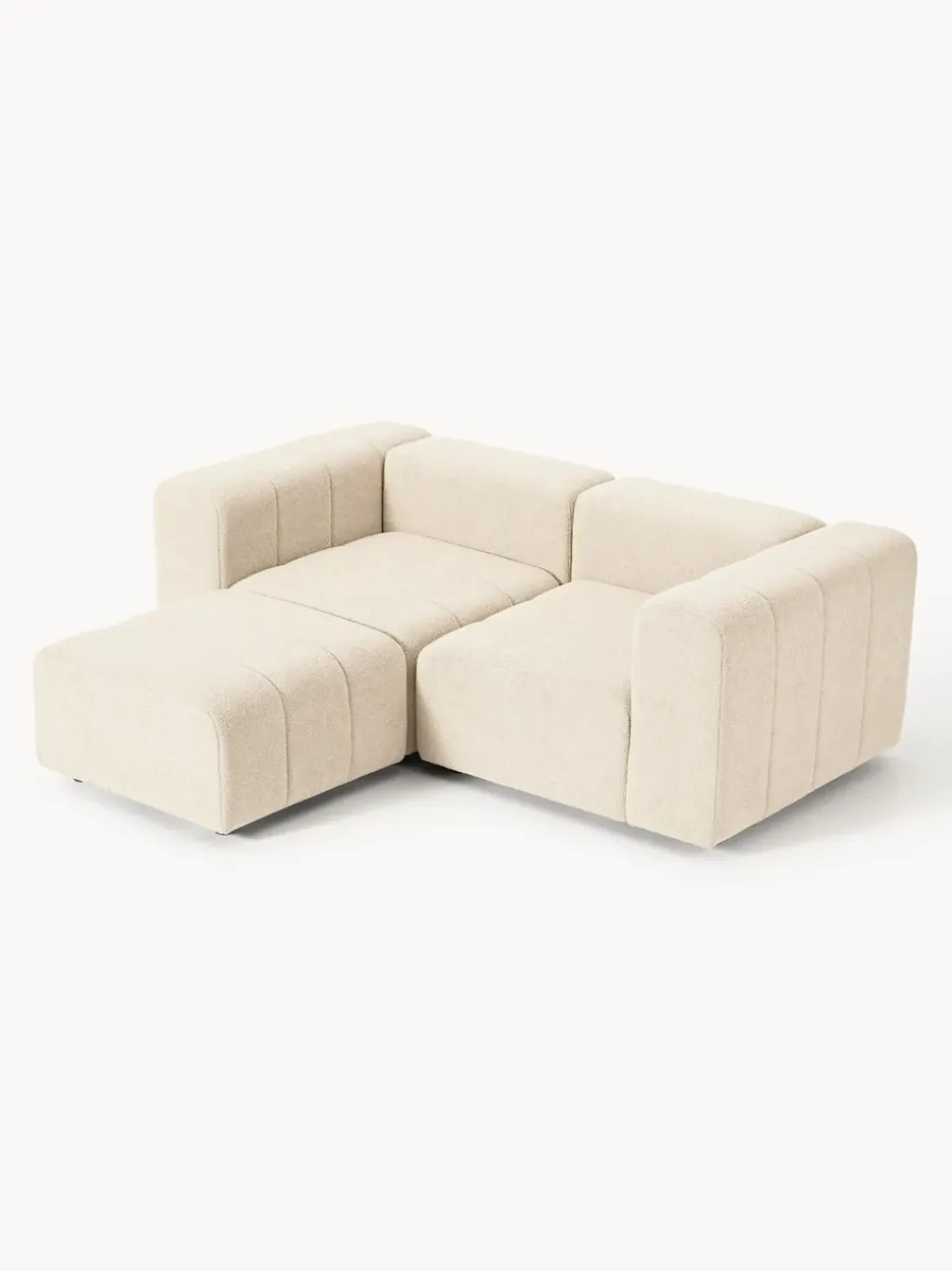Sofá modular en tejido bouclé con reposapiés izquierdo/derecho Lena (3 plazas)