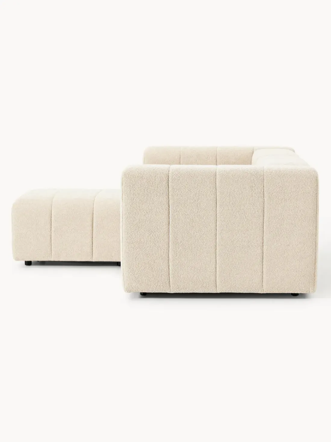 Sofá modular en tejido bouclé con reposapiés izquierdo/derecho Lena (3 plazas)