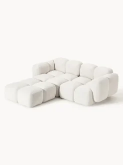 Sofá modular en tejido bouclé con reposapiés Tayla (3 plazas)