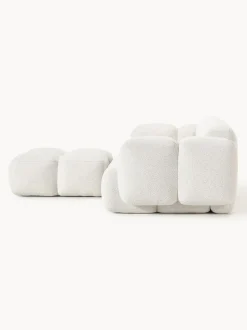 Sofá modular en tejido bouclé con reposapiés Tayla (3 plazas)