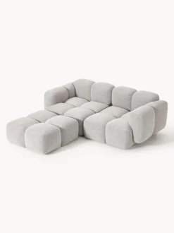 Sofá modular en tejido bouclé con reposapiés Tayla (3 plazas)