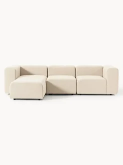 Sofá modular en tejido bouclé con reposapiés izquierdo/derecho Lena (4 plazas)