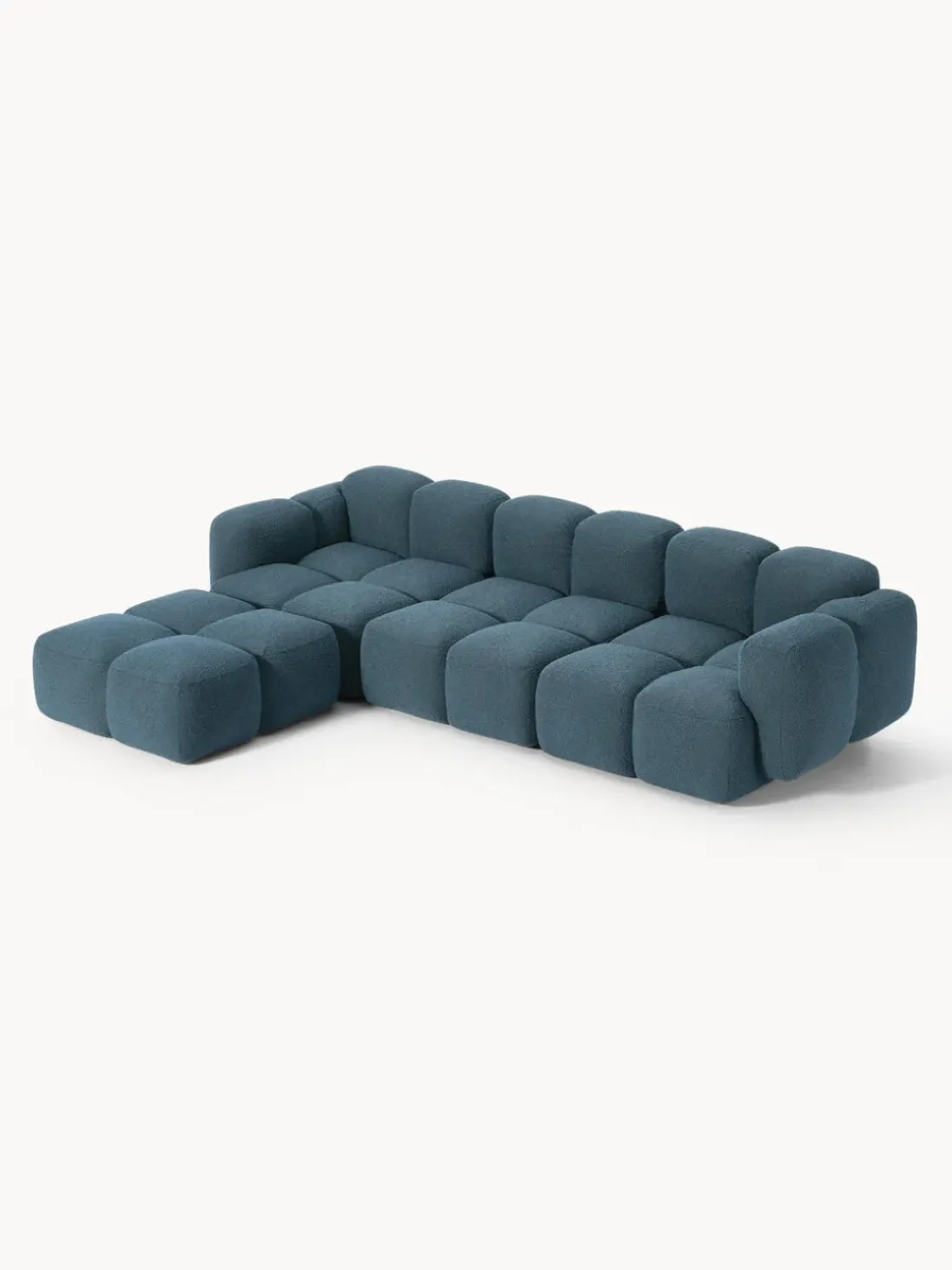 Sofá modular en tejido bouclé con reposapiés Tayla (4 plazas)