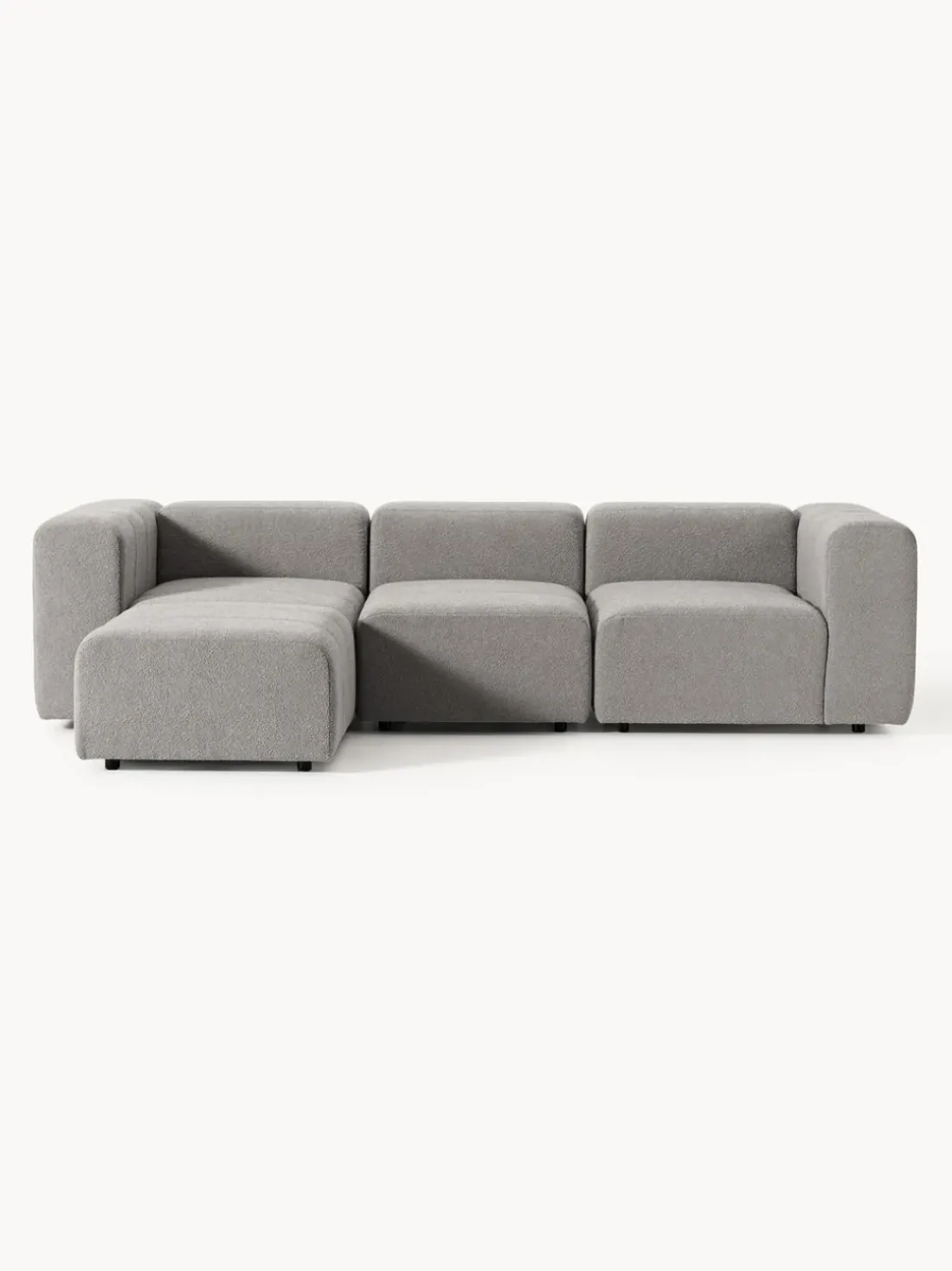 Sofá modular en tejido bouclé con reposapiés izquierdo/derecho Lena (4 plazas)