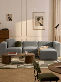 Sofá modular en tejido bouclé con reposapiés izquierdo/derecho Lena (4 plazas)