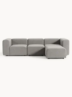 Sofá modular en tejido bouclé con reposapiés izquierdo/derecho Lena (4 plazas)