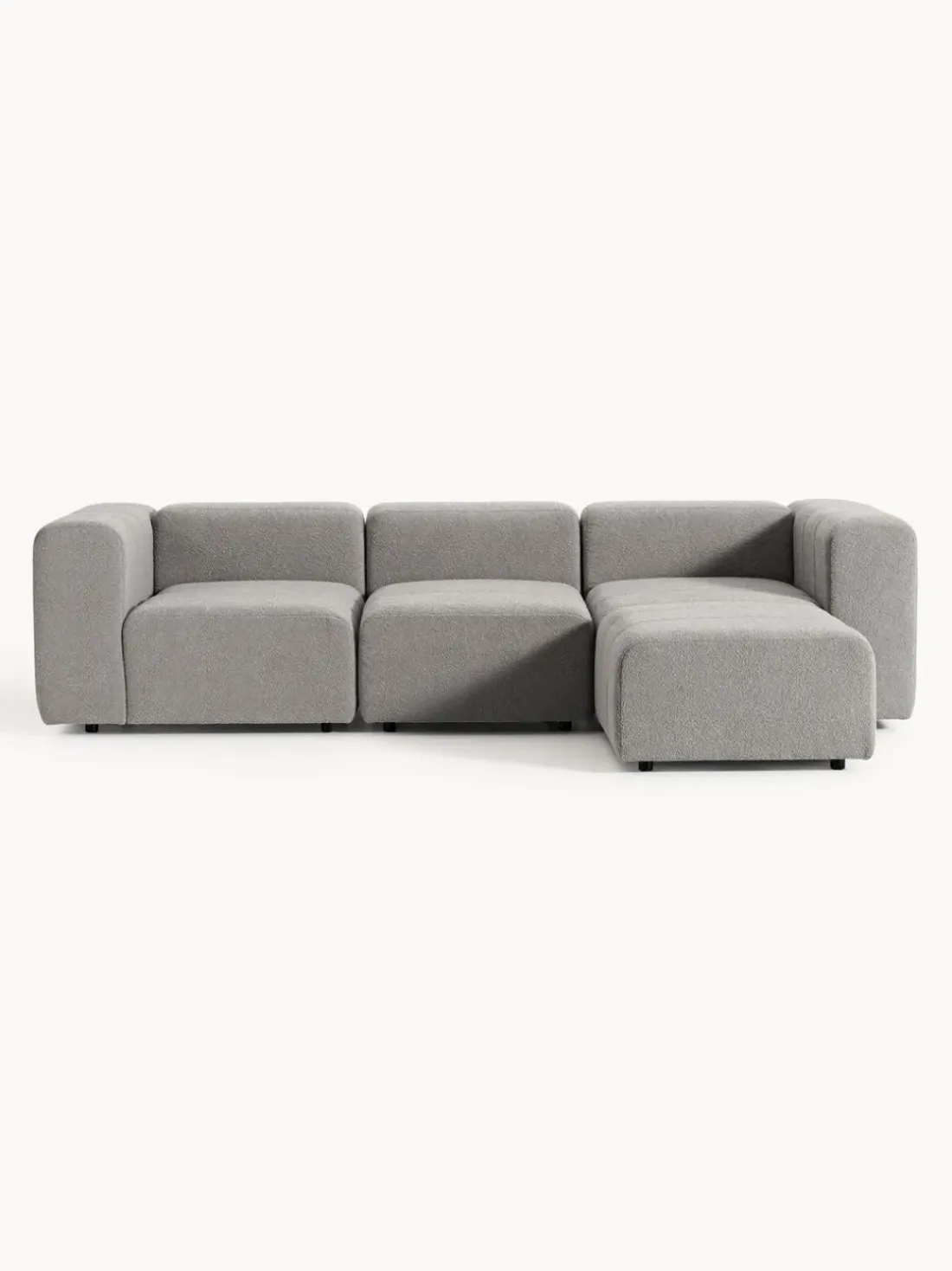 Sofá modular en tejido bouclé con reposapiés izquierdo/derecho Lena (4 plazas)