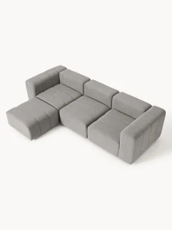 Sofá modular en tejido bouclé con reposapiés izquierdo/derecho Lena (4 plazas)