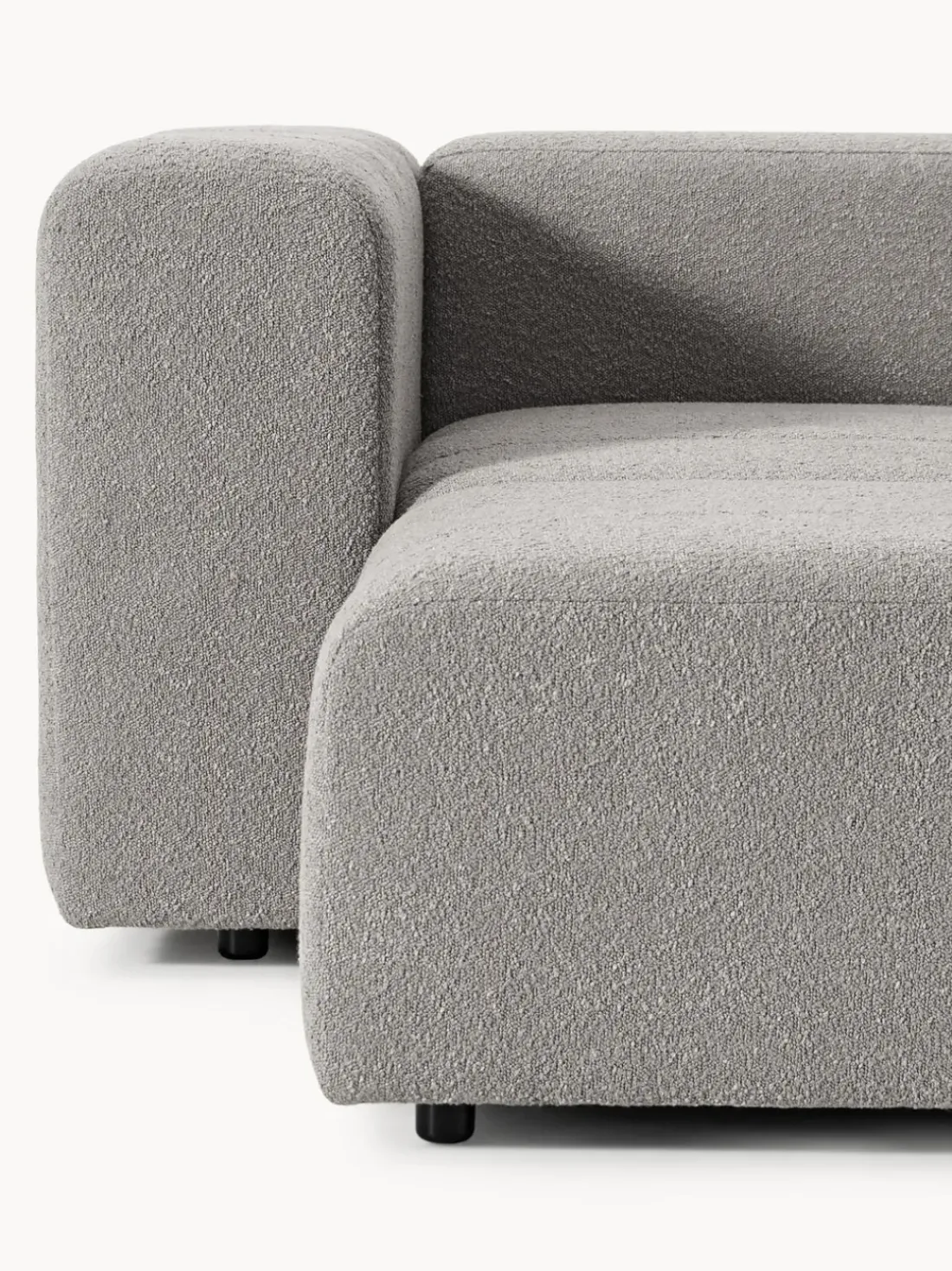Sofá modular en tejido bouclé con reposapiés izquierdo/derecho Lena (4 plazas)