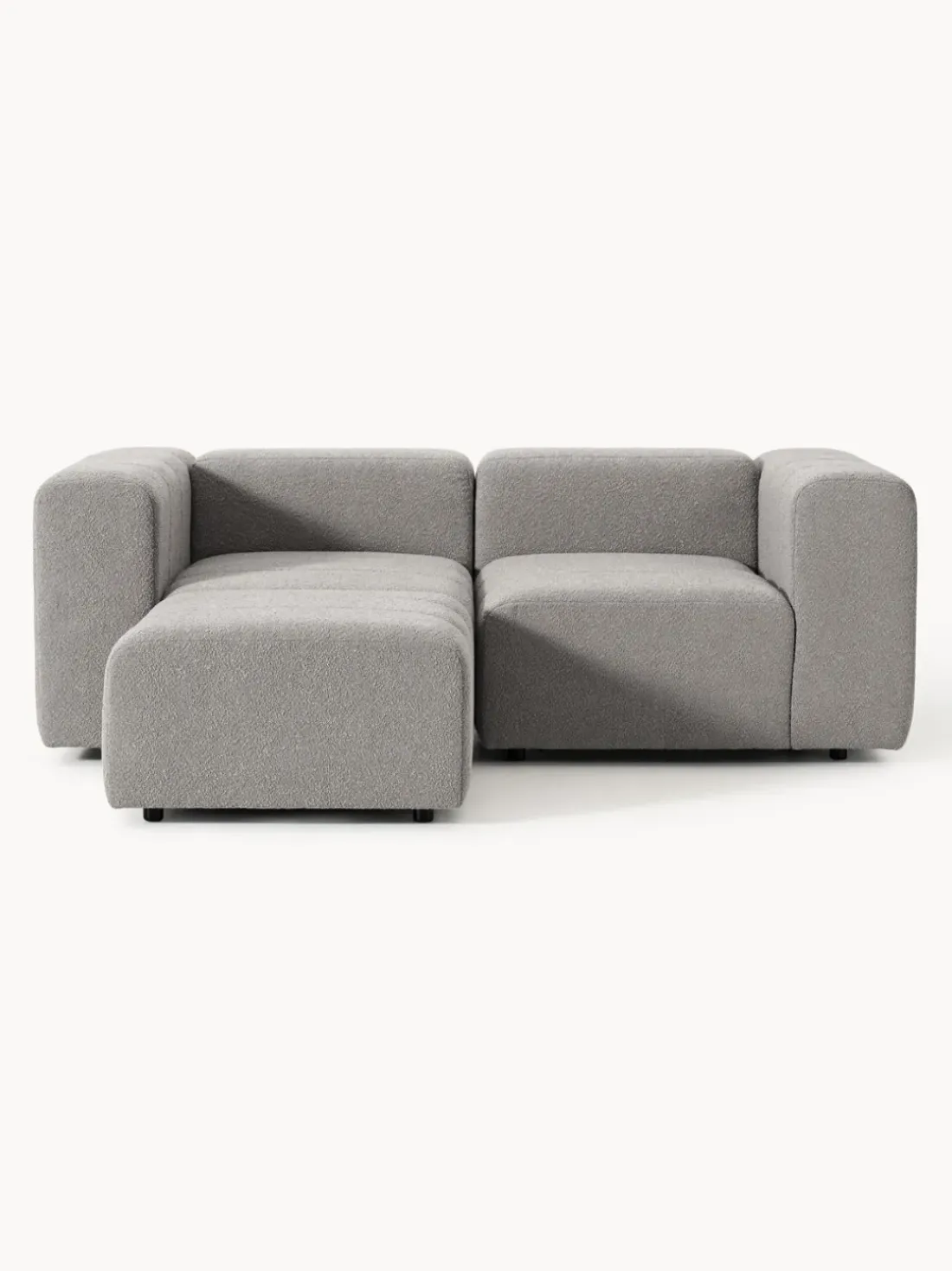 Sofá modular en tejido bouclé con reposapiés izquierdo/derecho Lena (3 plazas)