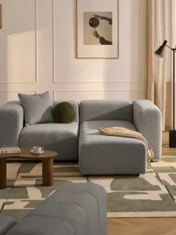Sofá modular en tejido bouclé con reposapiés izquierdo/derecho Lena (3 plazas)