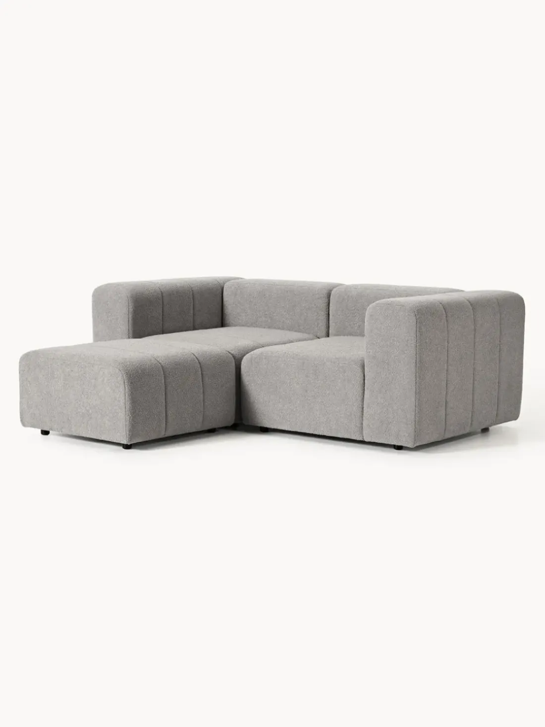 Sofá modular en tejido bouclé con reposapiés izquierdo/derecho Lena (3 plazas)