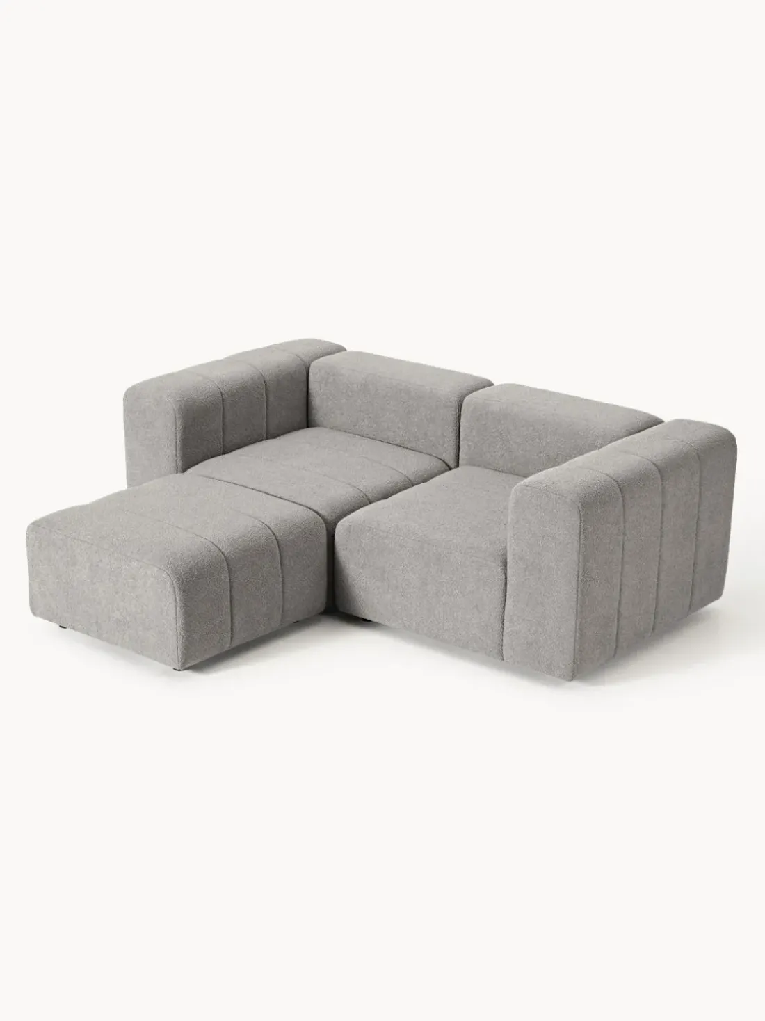 Sofá modular en tejido bouclé con reposapiés izquierdo/derecho Lena (3 plazas)