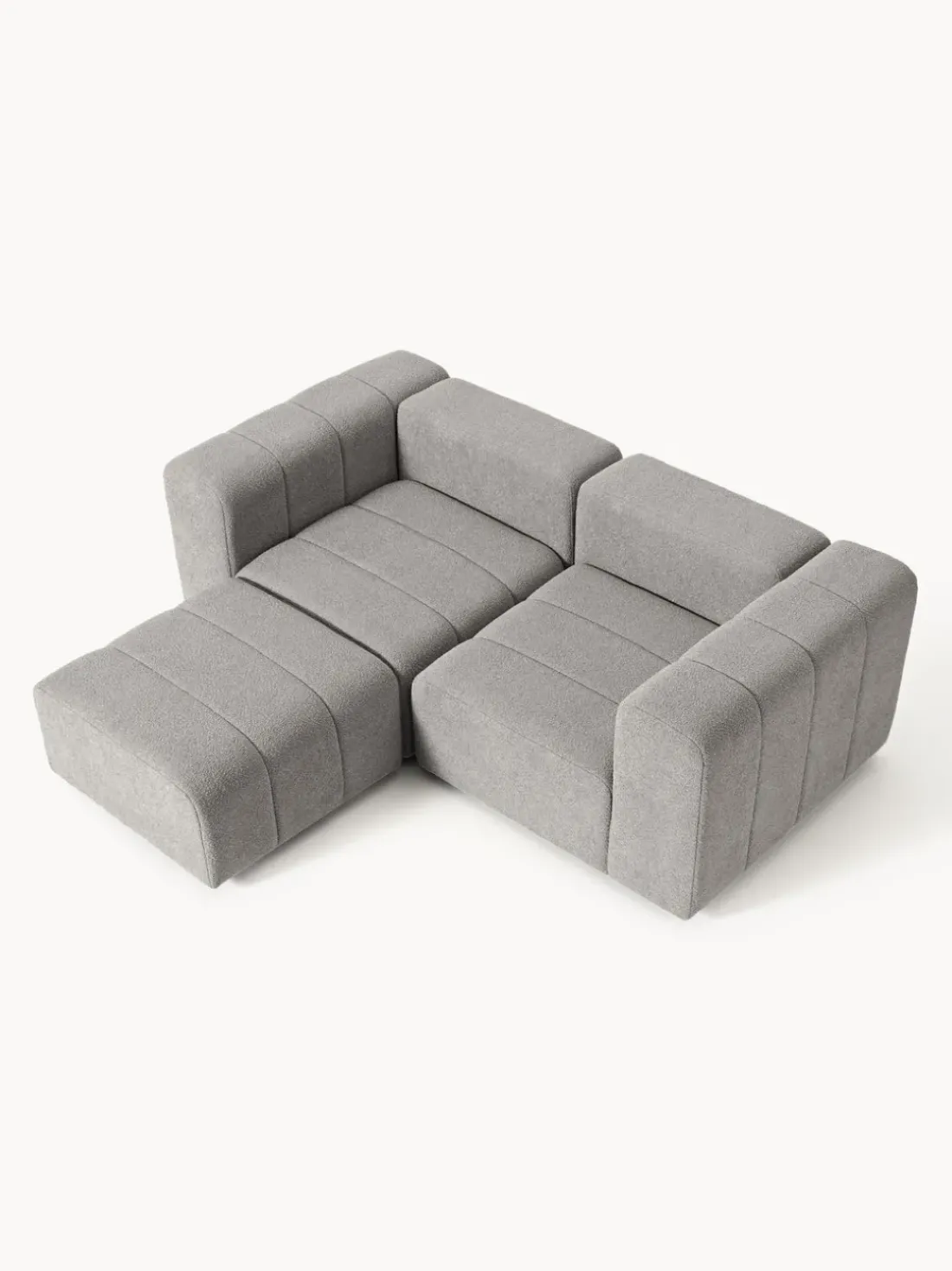 Sofá modular en tejido bouclé con reposapiés izquierdo/derecho Lena (3 plazas)