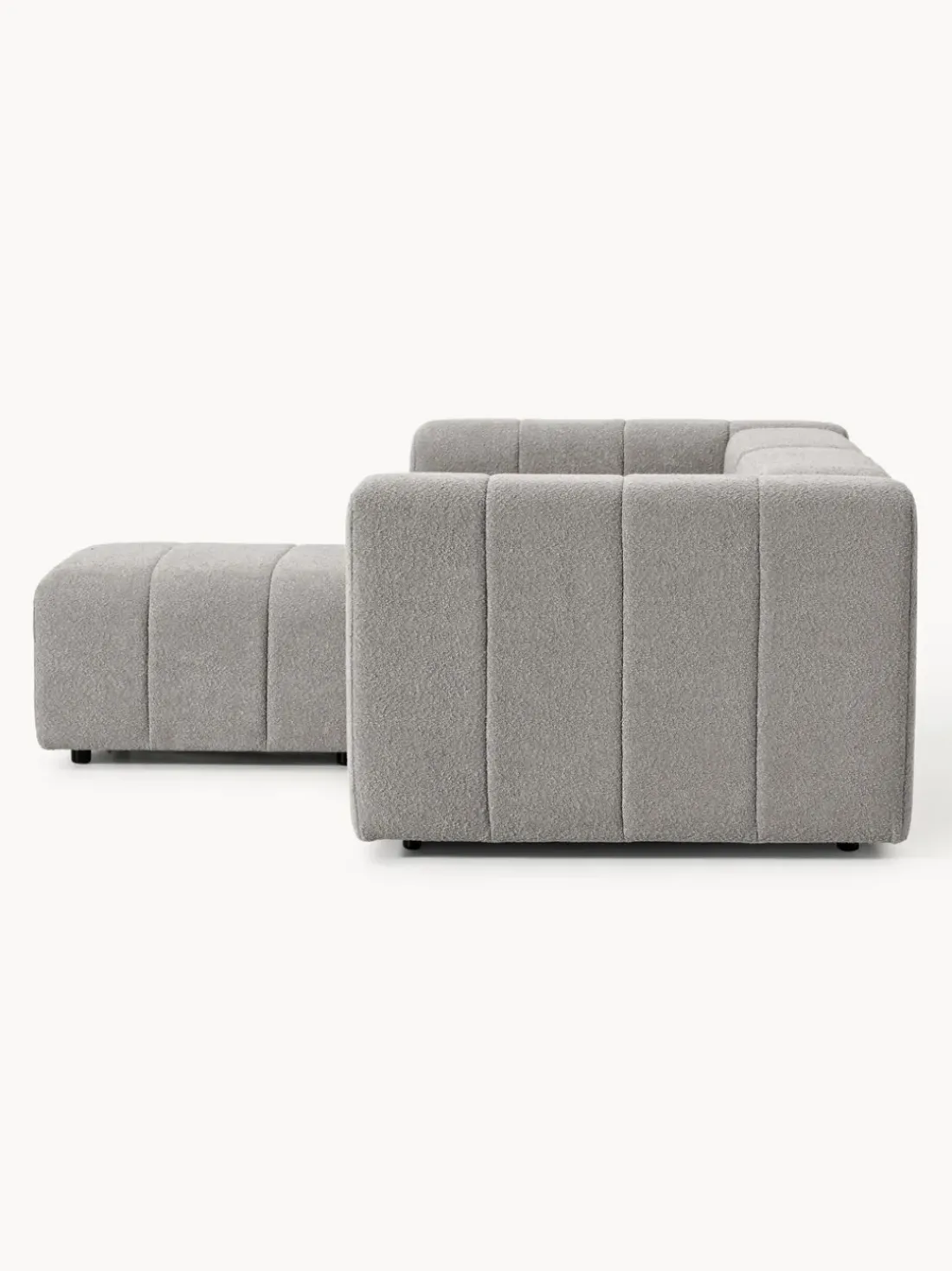 Sofá modular en tejido bouclé con reposapiés izquierdo/derecho Lena (3 plazas)