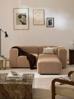 Sofá modular en tejido bouclé con reposapiés izquierdo/derecho Lena (3 plazas)