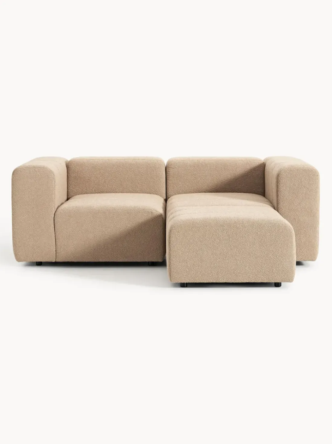 Sofá modular en tejido bouclé con reposapiés izquierdo/derecho Lena (3 plazas)