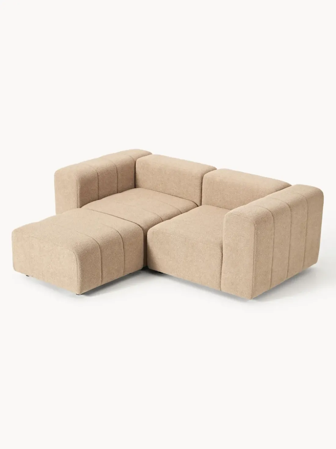 Sofá modular en tejido bouclé con reposapiés izquierdo/derecho Lena (3 plazas)