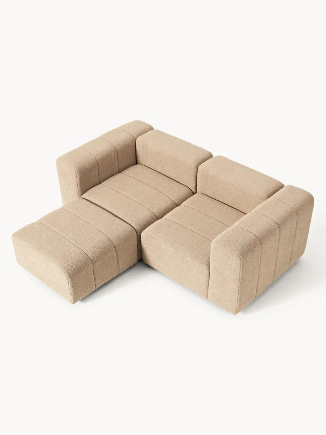 Sofá modular en tejido bouclé con reposapiés izquierdo/derecho Lena (3 plazas)