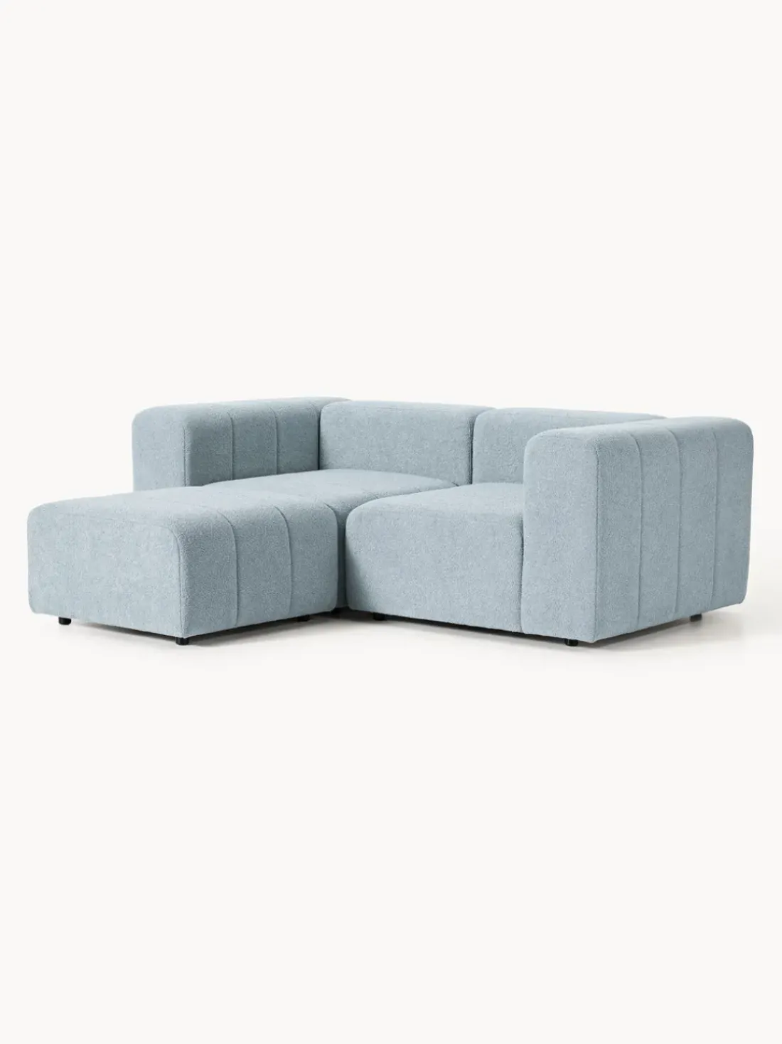 Sofá modular en tejido bouclé Lena (3 plazas), con reposapiés