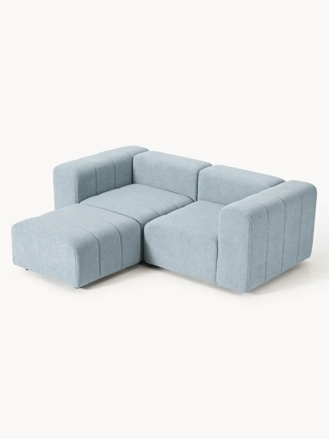 Sofá modular en tejido bouclé Lena (3 plazas), con reposapiés