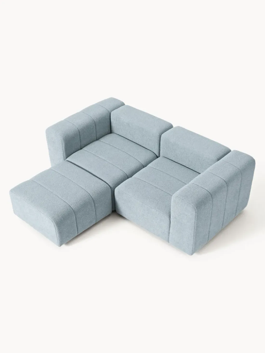 Sofá modular en tejido bouclé Lena (3 plazas), con reposapiés