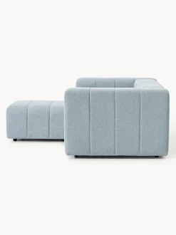 Sofá modular en tejido bouclé Lena (3 plazas), con reposapiés