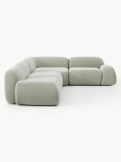 Sofá rinconera en tejido bouclé Wolke (4 plazas)
