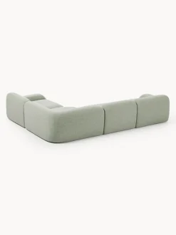 Sofá rinconera en tejido bouclé Wolke (4 plazas)