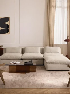Sofá rinconera grande modular con reposapiés Felix