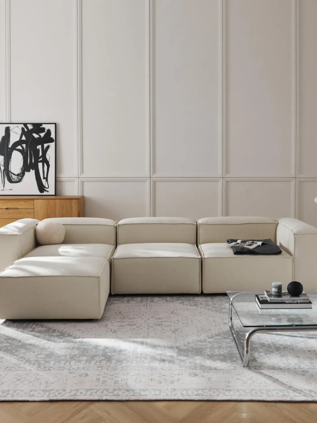 Sofá rinconera modular con reposapiés izquierdo/derecho Lennon (4 plazas)