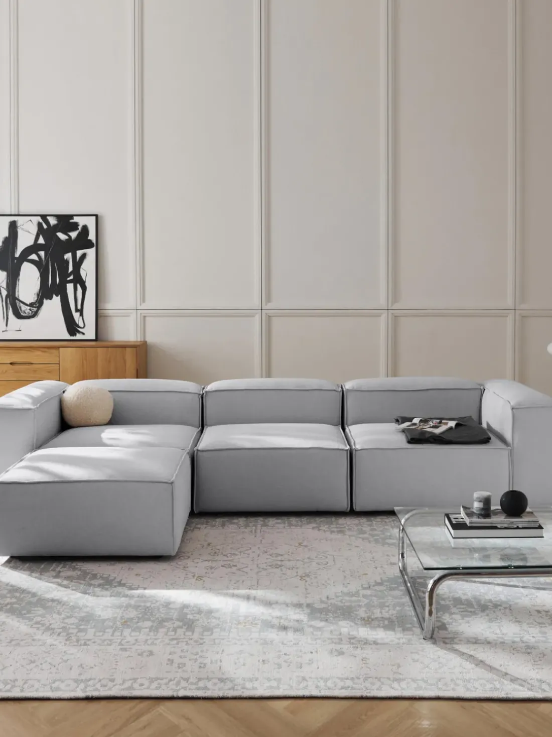 Sofá rinconera modular con reposapiés izquierdo/derecho Lennon (4 plazas)
