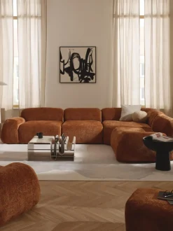 Sofá rinconera modular de boreguillo bouclé Wolke (4 plazas)