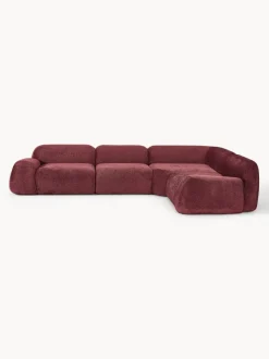 Sofá rinconera modular de borreguillo bouclé Wolke (4 plazas)