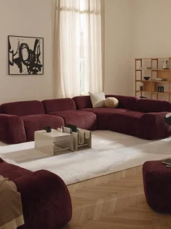 Sofá rinconera modular de borreguillo bouclé Wolke (4 plazas)