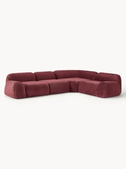 Sofá rinconera modular de borreguillo bouclé Wolke (4 plazas)