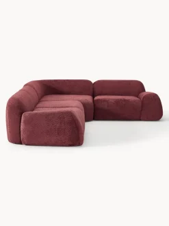 Sofá rinconera modular de borreguillo bouclé Wolke (4 plazas)