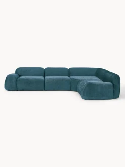 Sofá rinconera modular de borreguillo bouclé Wolke (4 plazas)