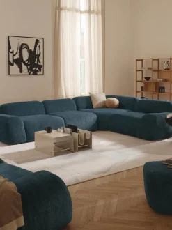 Sofá rinconera modular de borreguillo bouclé Wolke (4 plazas)