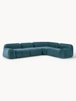 Sofá rinconera modular de borreguillo bouclé Wolke (4 plazas)