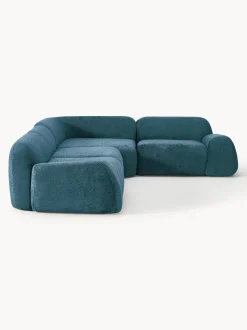Sofá rinconera modular de borreguillo bouclé Wolke (4 plazas)