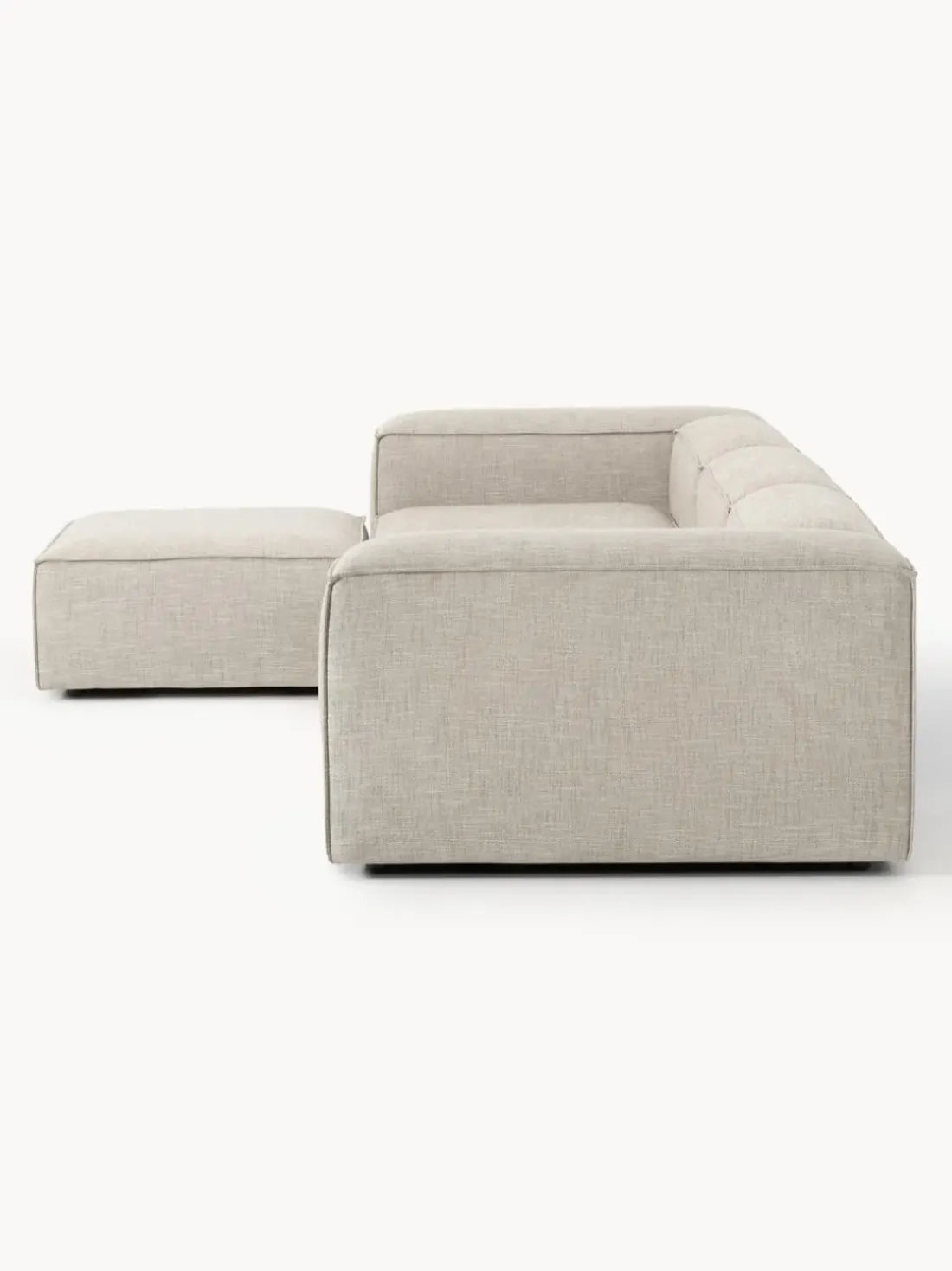Sofá rinconera modular de mezcla de lino con reposapiés izquierdo/derecho Lennon (4 plazas)