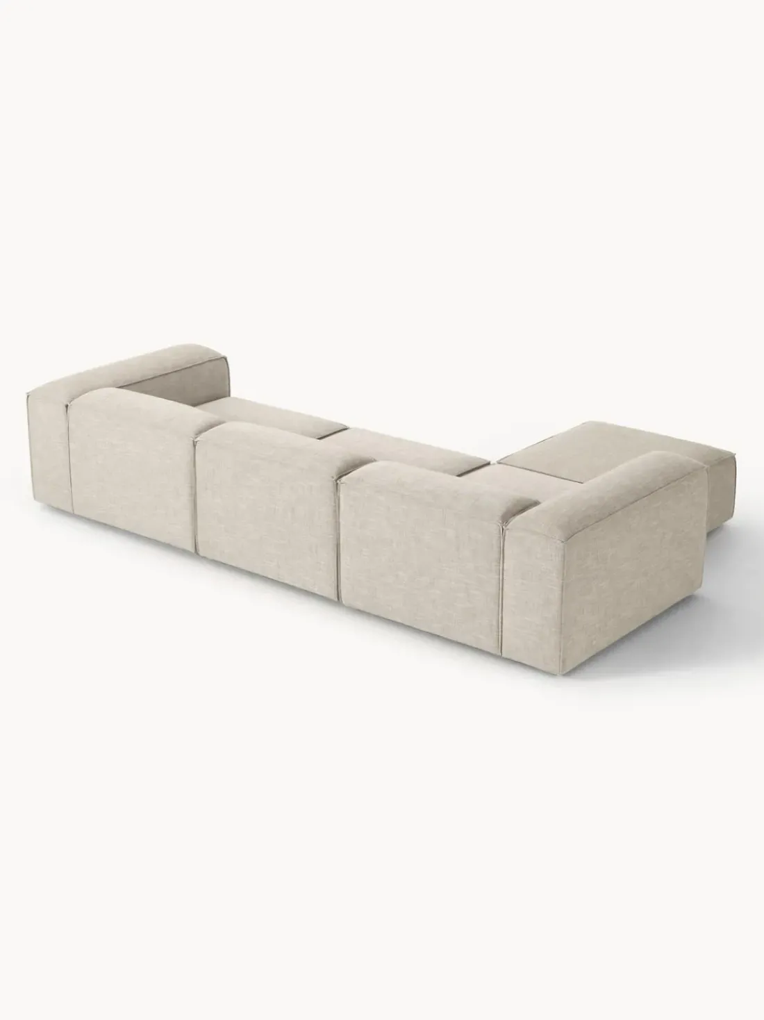 Sofá rinconera modular de mezcla de lino con reposapiés izquierdo/derecho Lennon (4 plazas)