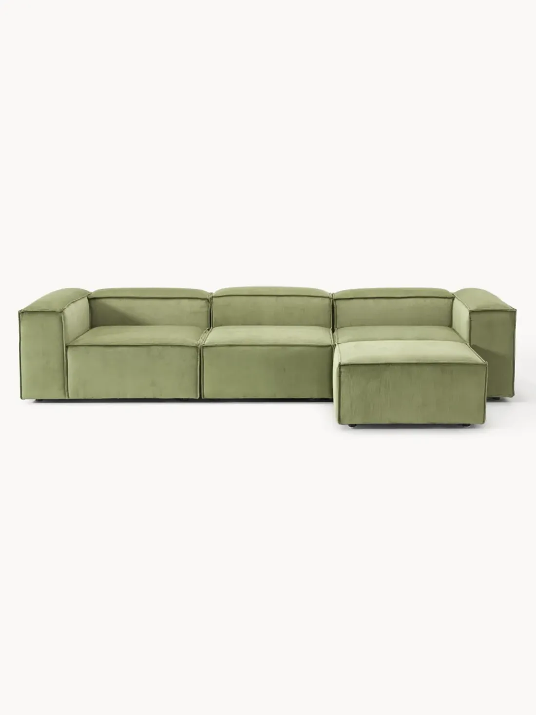 Sofá rinconera modular de pana con reposapiés izquierdo/derecho Lennon (4 plazas)