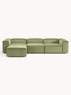 Sofá rinconera modular de pana con reposapiés izquierdo/derecho Lennon (4 plazas)