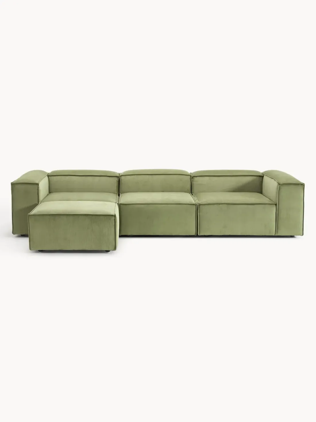 Sofá rinconera modular de pana con reposapiés izquierdo/derecho Lennon (4 plazas)