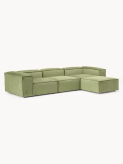 Sofá rinconera modular de pana con reposapiés izquierdo/derecho Lennon (4 plazas)